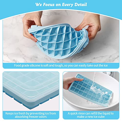 Food-grade Silicone Ice Cube Tray with Lid and Storage Bin, 36 Small Nugget Ice Maker Q657