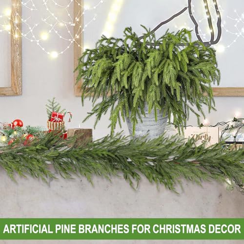 12 Pcs Artificial Green Pine Branches M19157