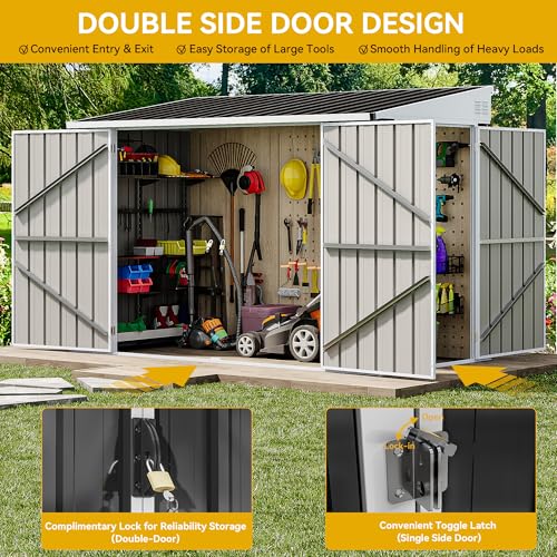 10x8 FT Outdoor Storage Shed Dark Gray Metal F44389
