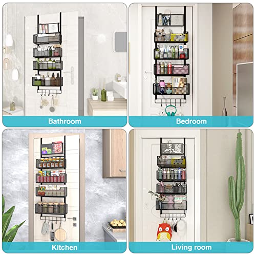 White Over The Door Organizer with PVC Pocket and 4 Metal Baskets R5541