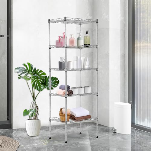 Black 4 Tier Steel Wire Shelving Unit H913