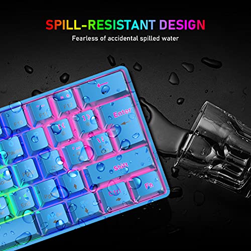 60% Wired Mechanical Gaming Keyboard and Mouse Combo, Ultra-Compact Mini 62 Keys Type C Chroma 20 RGB Backlit Effects, 6400 DPI Lightweight Gaming Mouse with Honeycomb Shell R490
