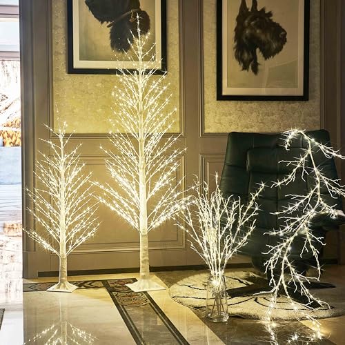 6FT 810 LED Lighted Twig White Alpine Tree Y470
