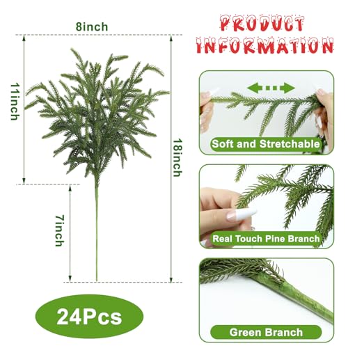 12 Pcs Artificial Green Pine Branches M19157