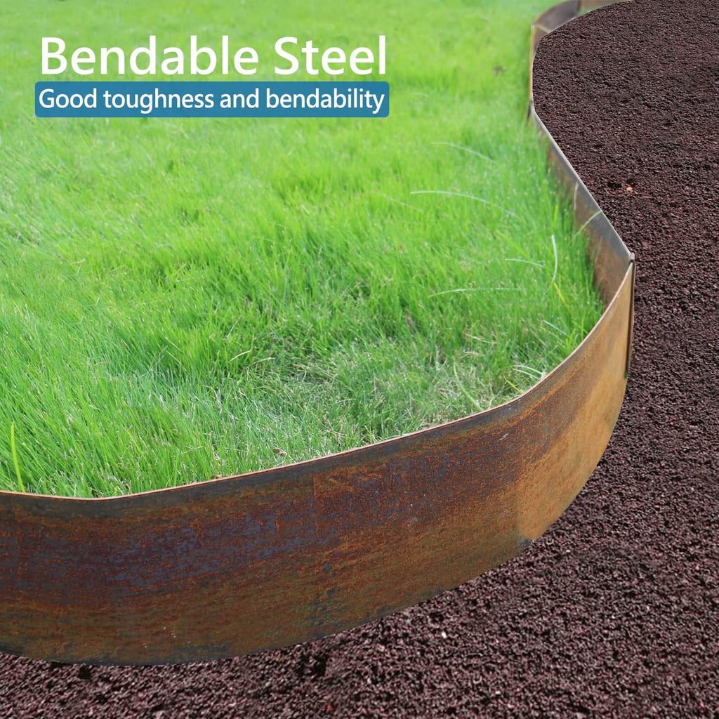 6 Pack Pre-Rusted Steel Lawn Edging, 40 inch Strips, 6 inch Depth X9826