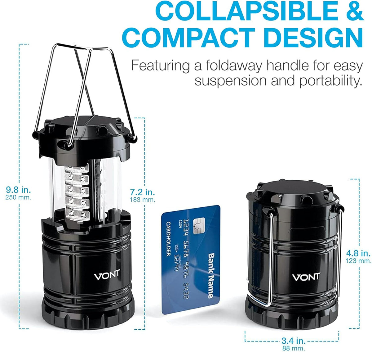 4 Pack Black Collapsible LED Camping Lantern S8500