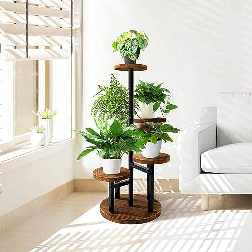 5 Tier Metal Wood Plant Stand S34975