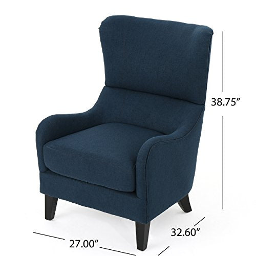 Navy Blue High Back Accent Sofa Armchair with Wood Legs X49291