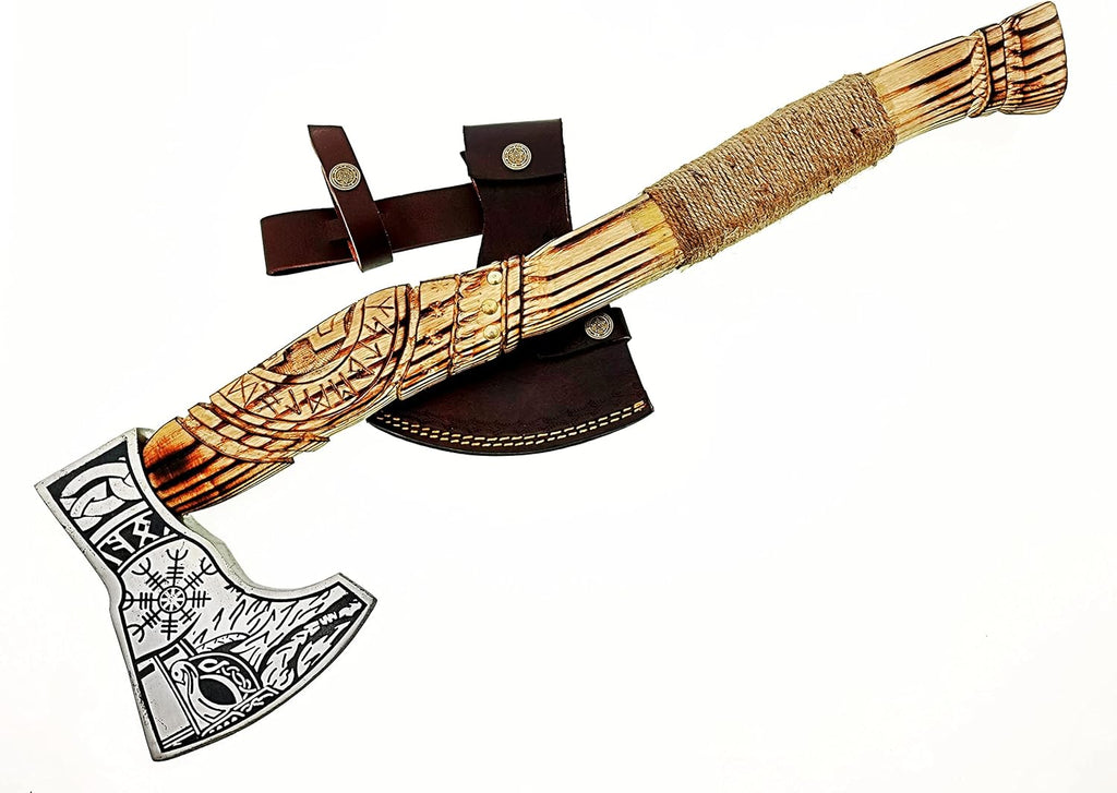 Forged Carbon Steel Viking Axe with Rose Wood Shaft T540781