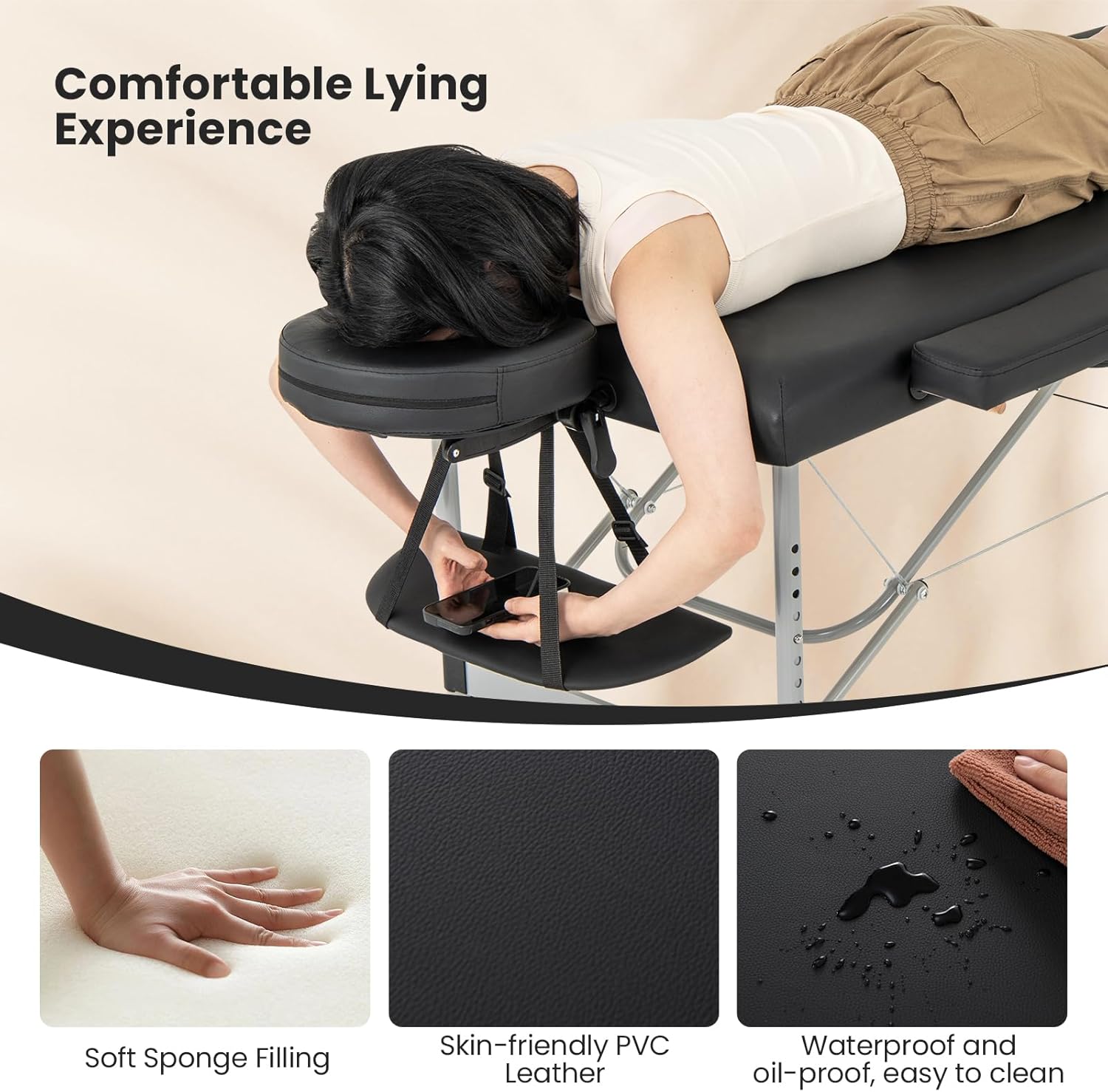 Black Portable Massage Table with Carrying Bag X731