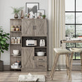 Large Kitchen Pantry with Adjustable Shelves, Tall Storage Cabinet, Wash Gray B22765