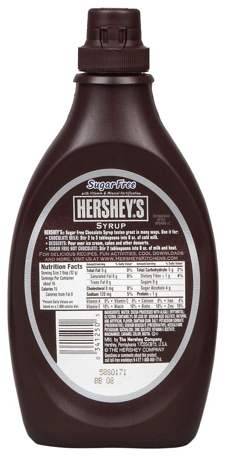 Sugar Free Chocolate Syrup Bottle - 1.09 Pound (Pack Of 2) Y34863