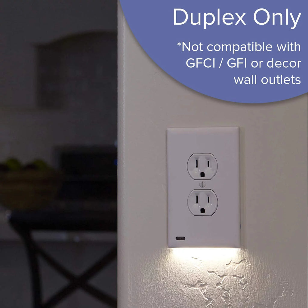 White Duplex LED Night Light Wall Plate Y576243
