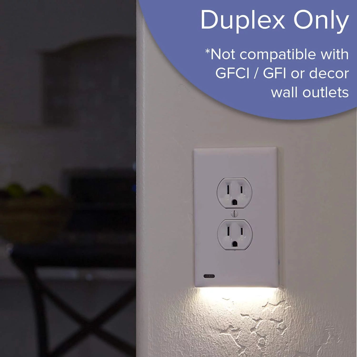 White Duplex LED Night Light Wall Plate Y576243