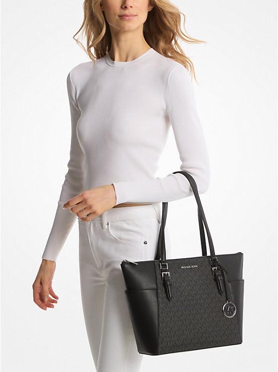 Large Saffiano Leather Top-Zip Tote Bag H1440