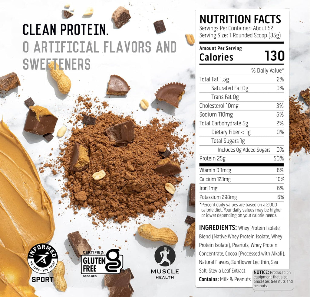 100% Whey Protein Powder, Chocolate Peanut Butter 4 lb & Creatine Monohydrate Powder, Unflavored 45 Servings I343352