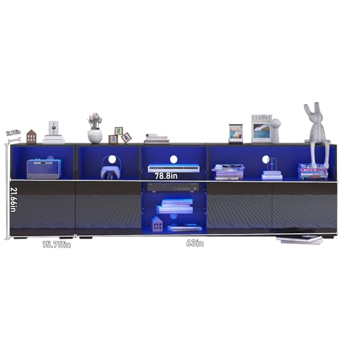 Black High Glossy LED TV Stand L511