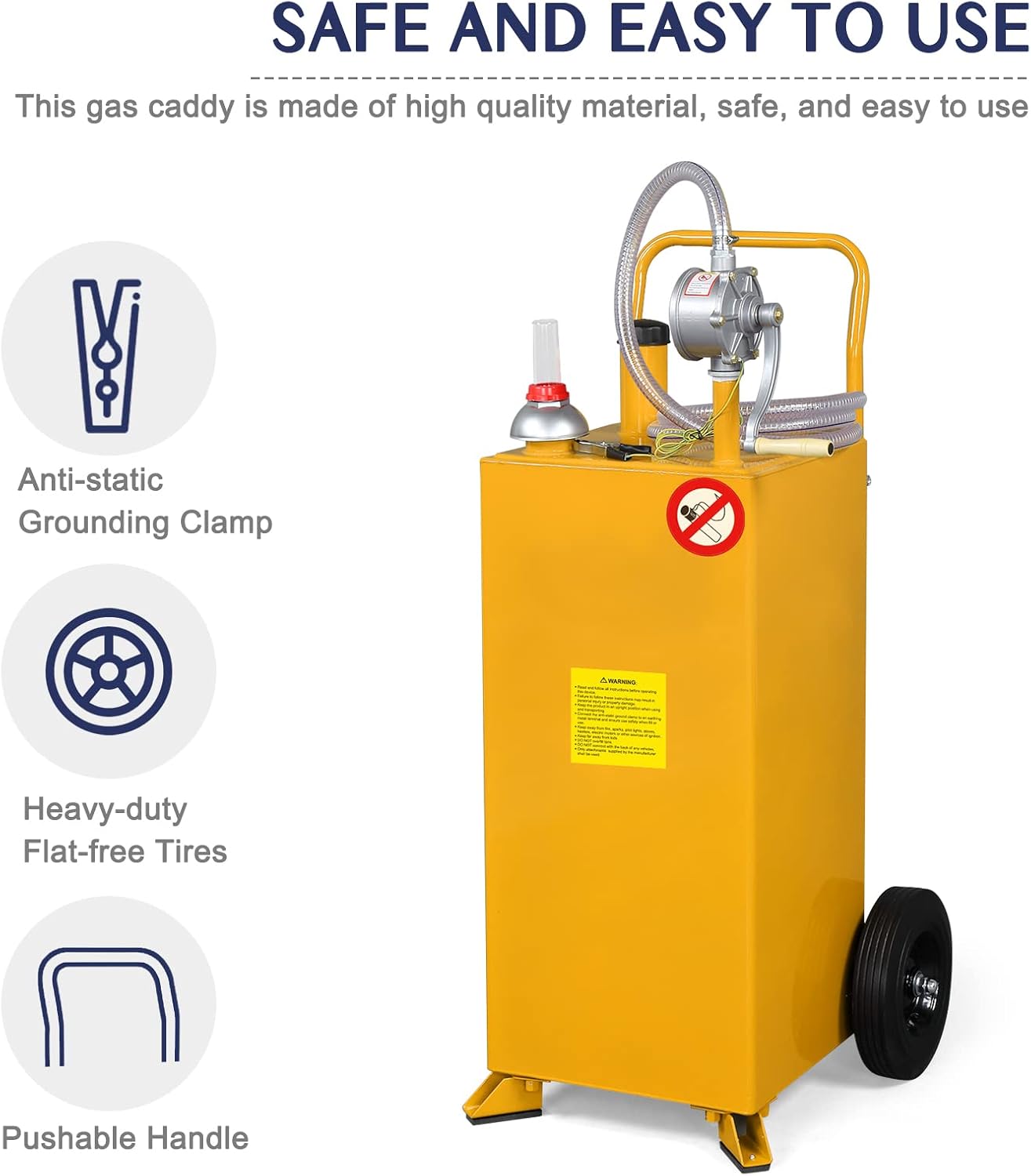 30 Gallon Portable Gas Caddy Fuel Storage Tank with Hand Pump and Wheels P1855
