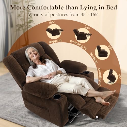 Large Power Lift Recliner with Heat and Massage, Dark Brown F50088