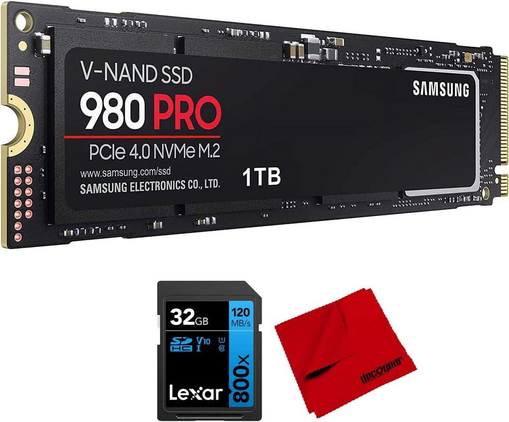 1TB PCIe 4.0 NVMe SSD Bundle with 32GB SDHC Memory Card and Microfiber Cleaning Cloth U85593