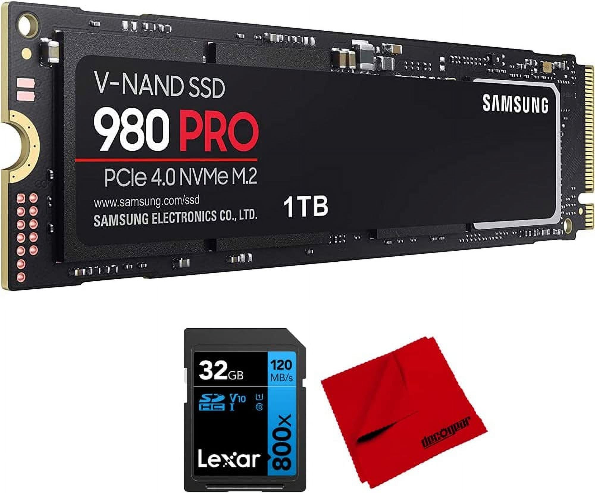 1TB PCIe 4.0 NVMe SSD Bundle with 32GB SDHC Memory Card and Microfiber Cleaning Cloth U85593