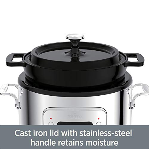 5 Quart 7-in-1 Electric Slow Cooker with Stainless Steel and Cast Iron C1123