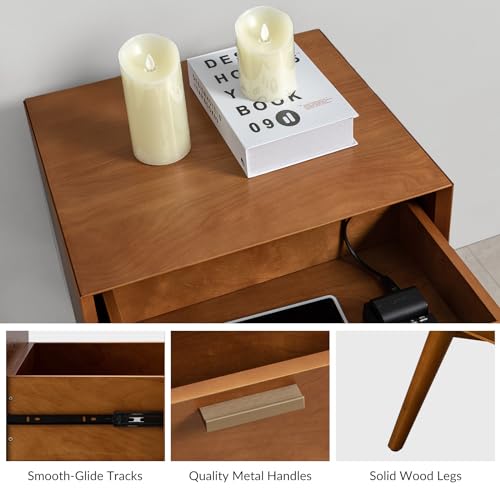 Acorn Wood Nightstand with USB Ports M1882