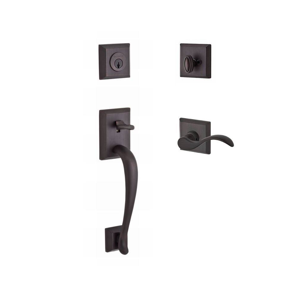 Single Cylinder Napa Handleset Right Hand Curve Lever Traditional Square Rose Venetian Bronze L423