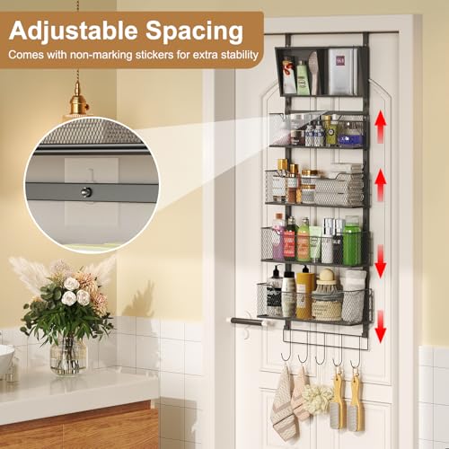 White Over The Door Organizer with PVC Pocket and 4 Metal Baskets R5541
