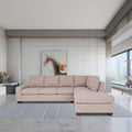 Tan Polyester Nylon L Shaped Sectional Sofa with Solid Wood Frame Q5220
