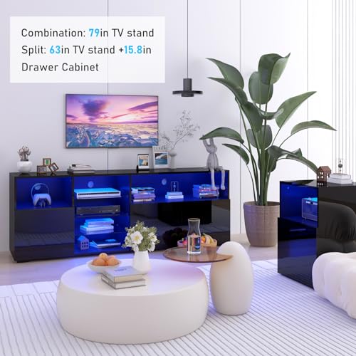 Black High Glossy LED TV Stand L511