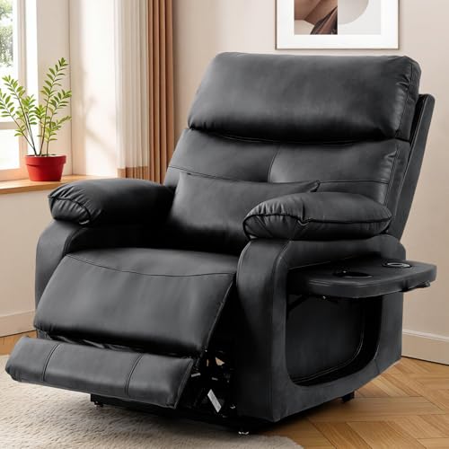 Dual Motor Power Lift Recliner Chair with Heat & Massage, Leather (Beige) Q377568