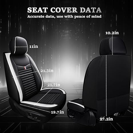 5 Seats Custom Fit Leather Seat Covers (Black White) T82743