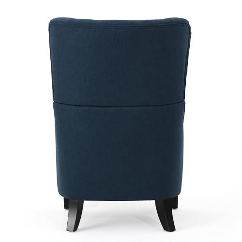 Navy Blue High Back Accent Sofa Armchair with Wood Legs X49291