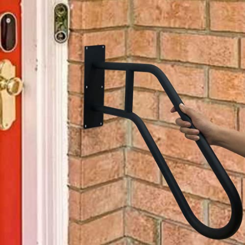 Outdoor Handrail Wall Mount, Polished White Finished Grab Bars, 28.7" Length Iron Pipe B291475