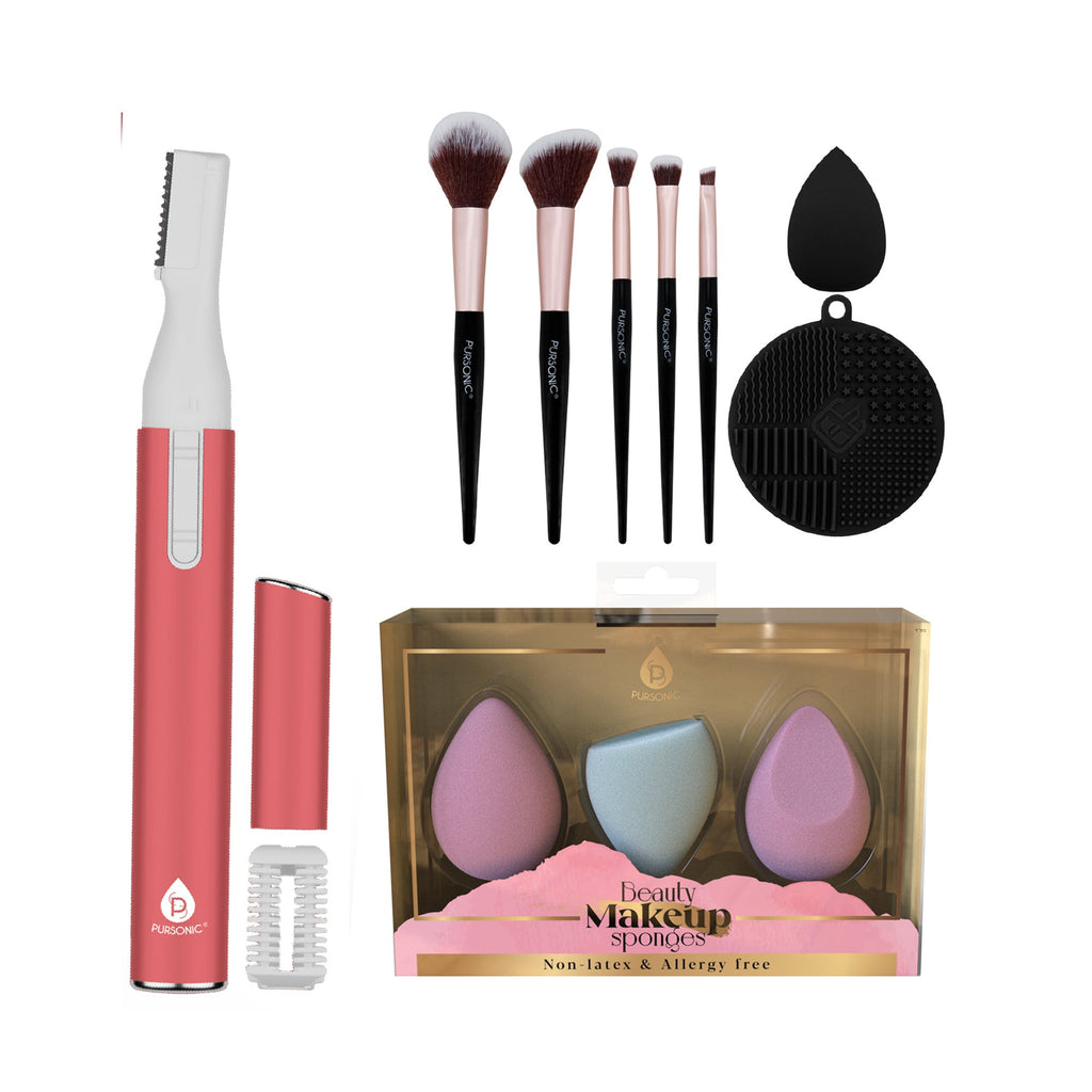 Complete Beauty Tool Kit – 7 Brushes, Blending Sponge & Precision Eyelash Trimmer