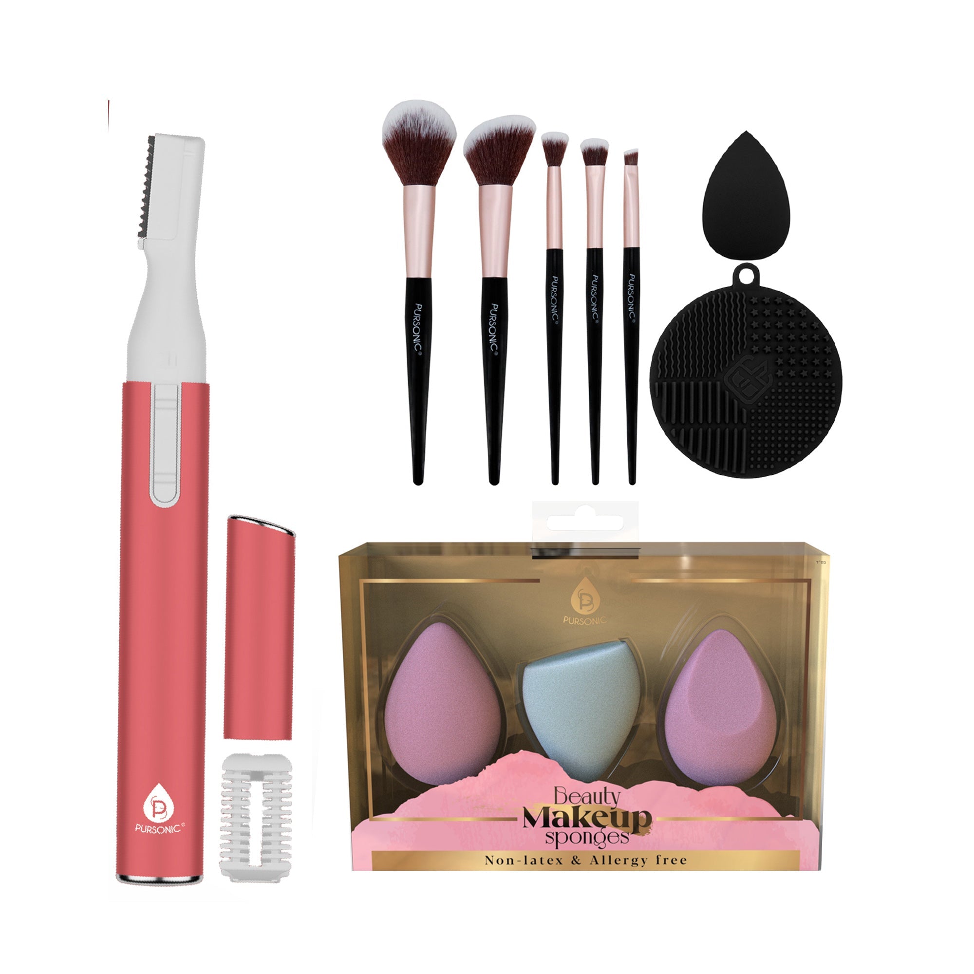 Complete Beauty Tool Kit – 7 Brushes, Blending Sponge & Precision Eyelash Trimmer