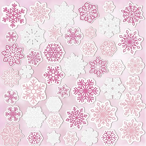 45 Pcs Christmas Snowflake Window Gel Clings N946542