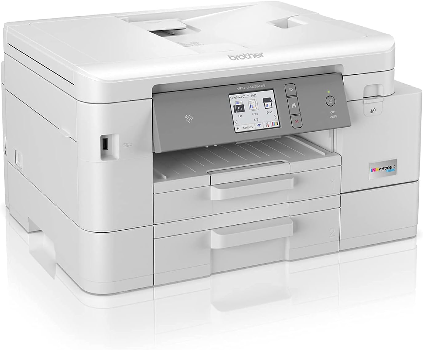 Color Inkjet Printer with NFC, Auto 2-Sided Printing, Print Scan Copy Fax, Wireless, White G883817