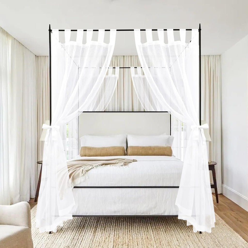 8 Panels White Sheer Canopy Curtains (42"x74") Z4851