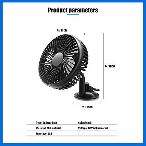 Black USB Powered Portable Vehicle Fan G82816