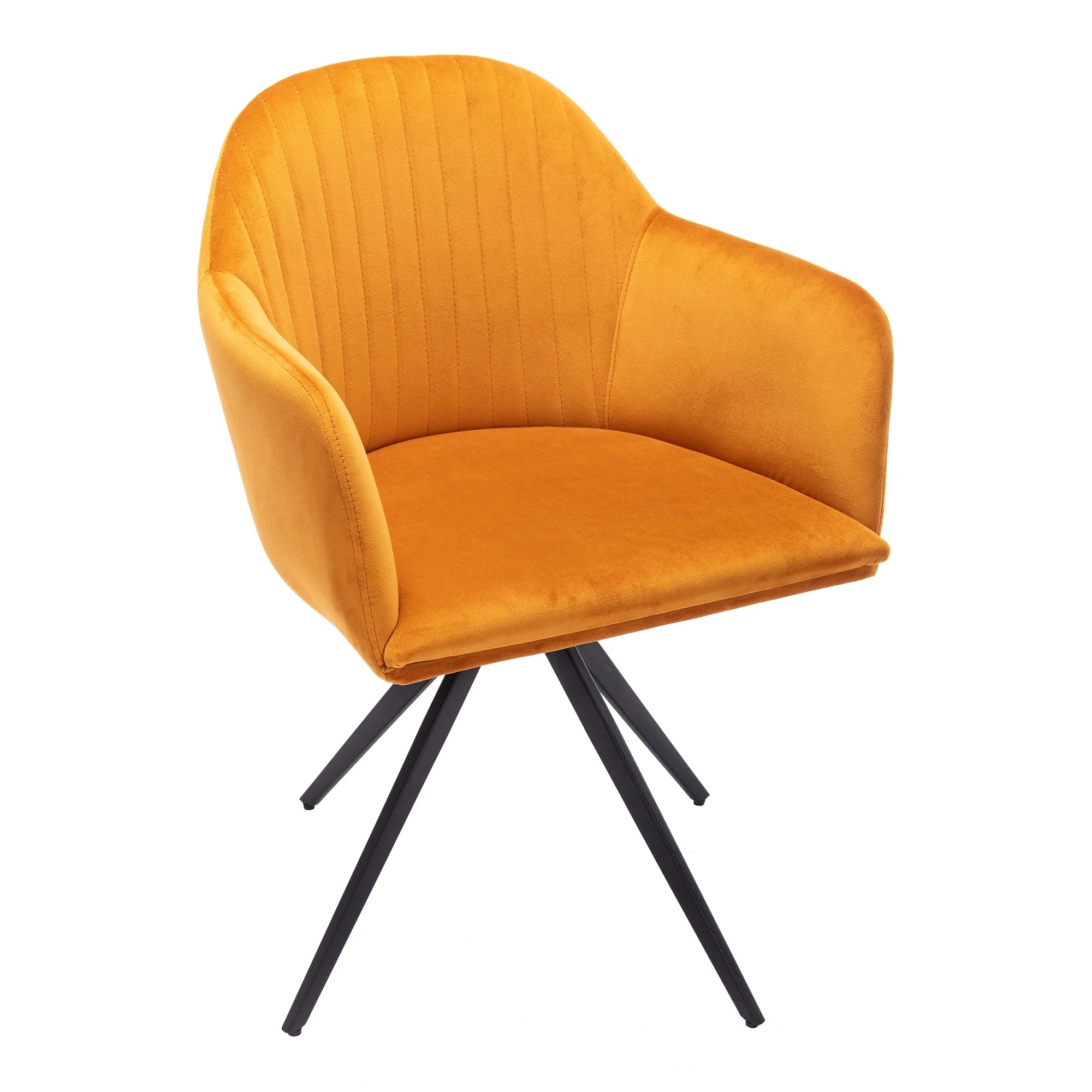 Cognac Velvet Swivel Arm Chair O403