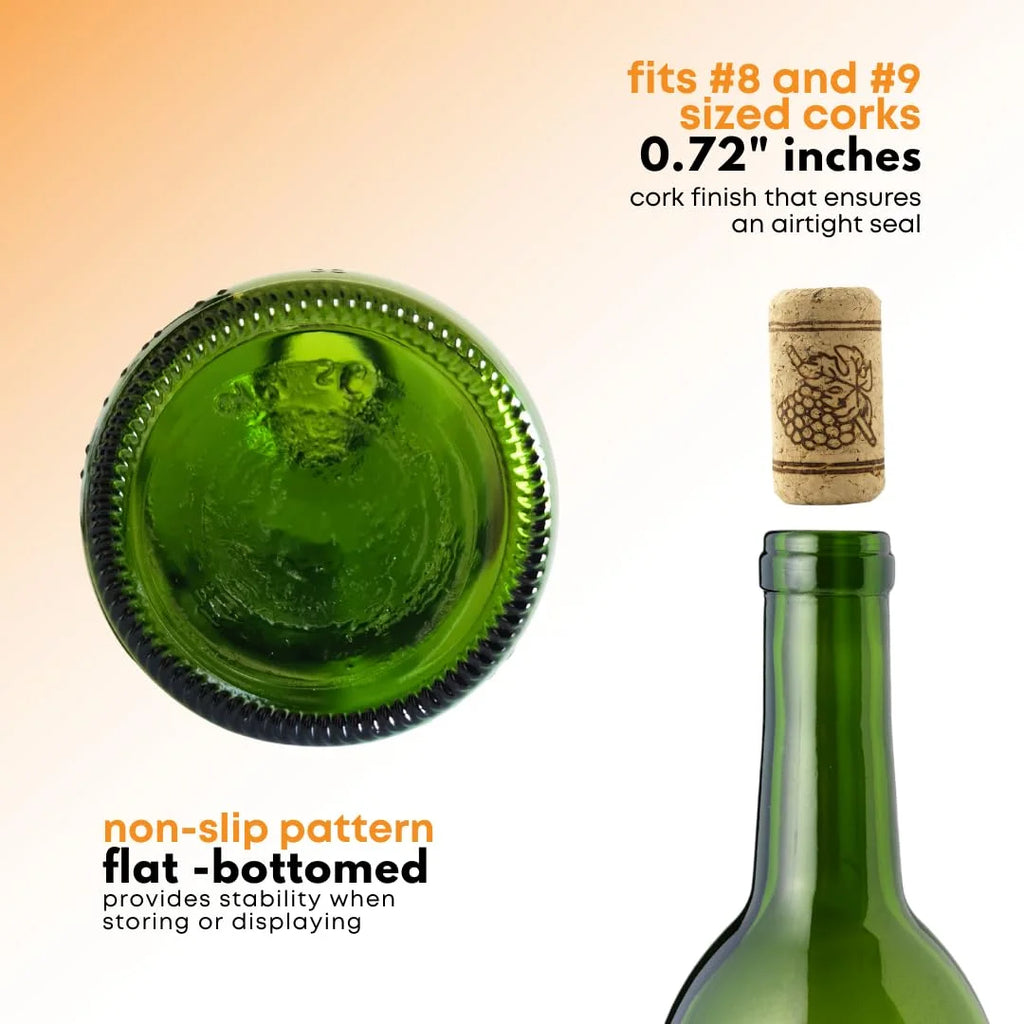 750 Ml Green Wine Bottles (Pack Of 12) V825