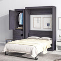Gray Full Size Murphy Bed with Wardrobe and 3 Drawers T853257