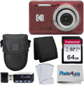 16MP 28mm Wide-Angle Digital Camera (Red) + Accessories Bundle M235