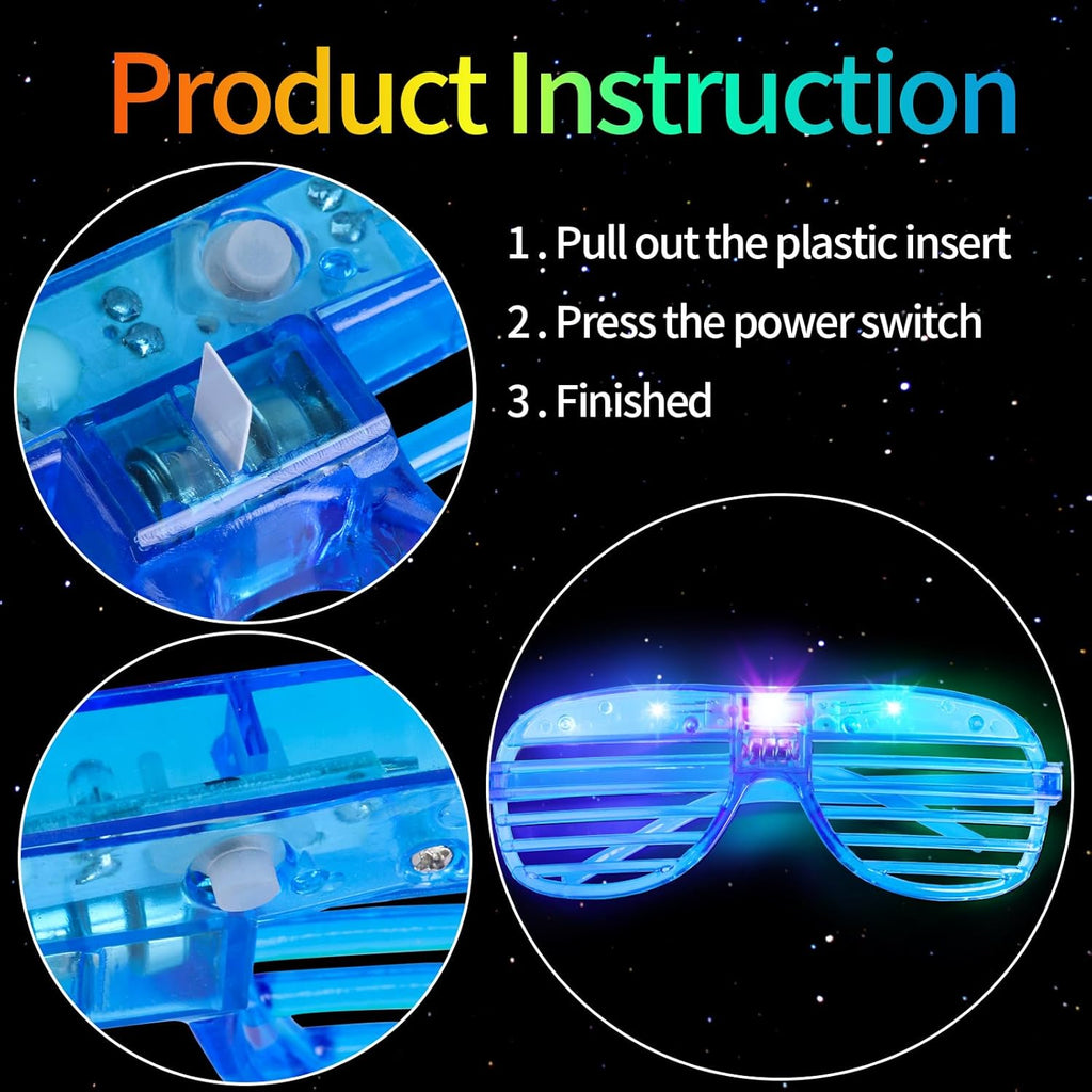 15 Pack LED Glow in The Dark Plastic Glasses G815159