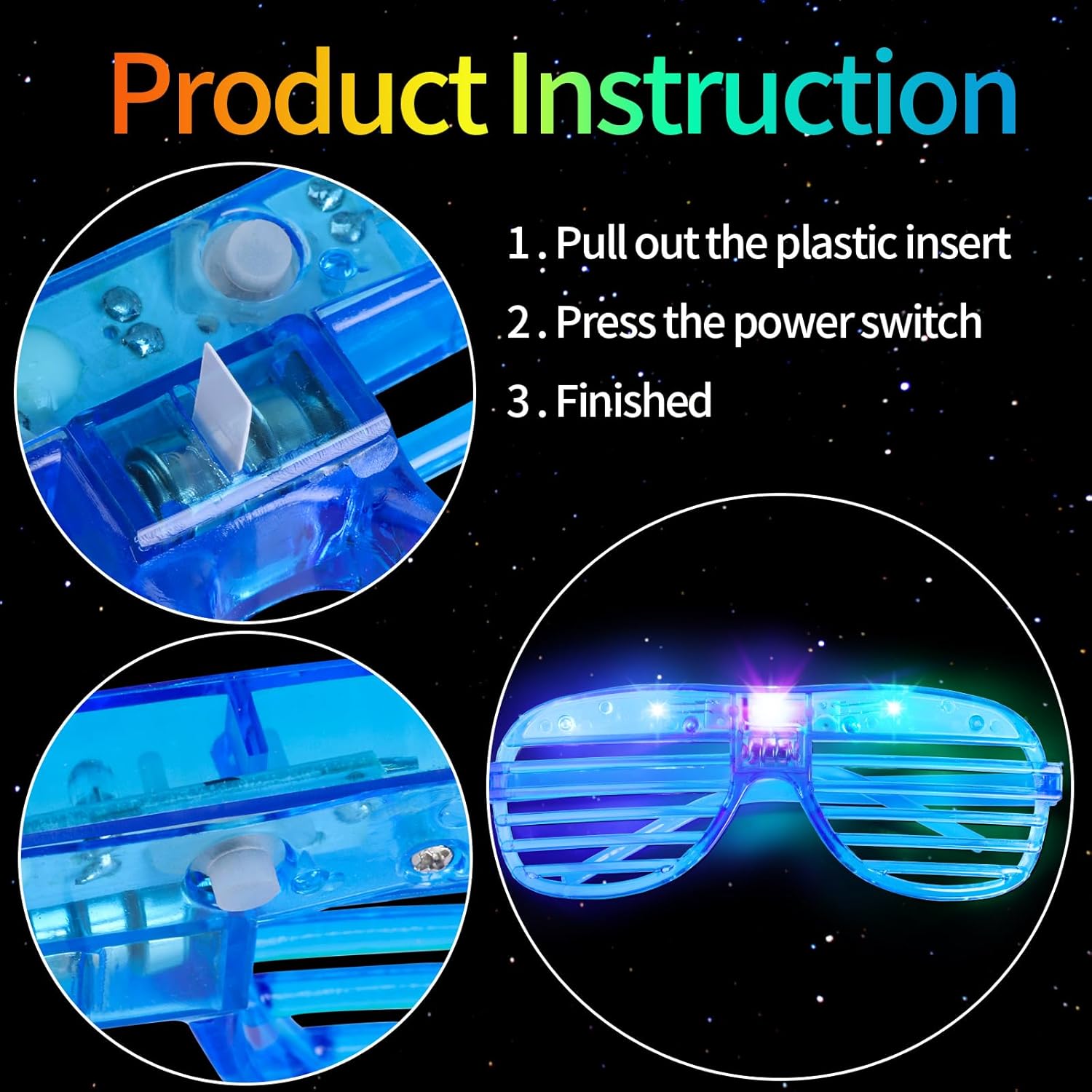 15 Pack LED Glow in The Dark Plastic Glasses G815159