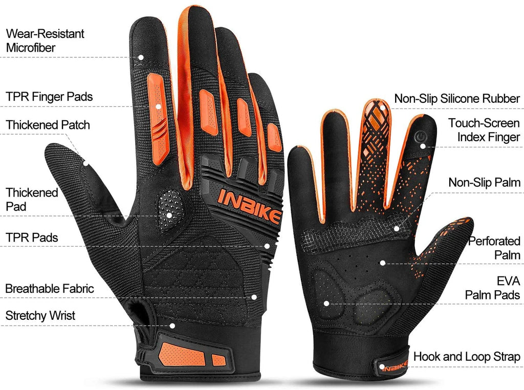 MTB Mountain Bike Gloves Touchscreen with EVA Padded TPR Knuckle Protection C407