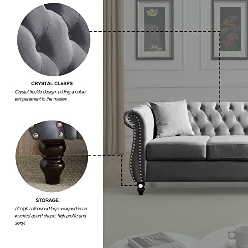 Beige Velvet 3 Seater Sofa Q54183