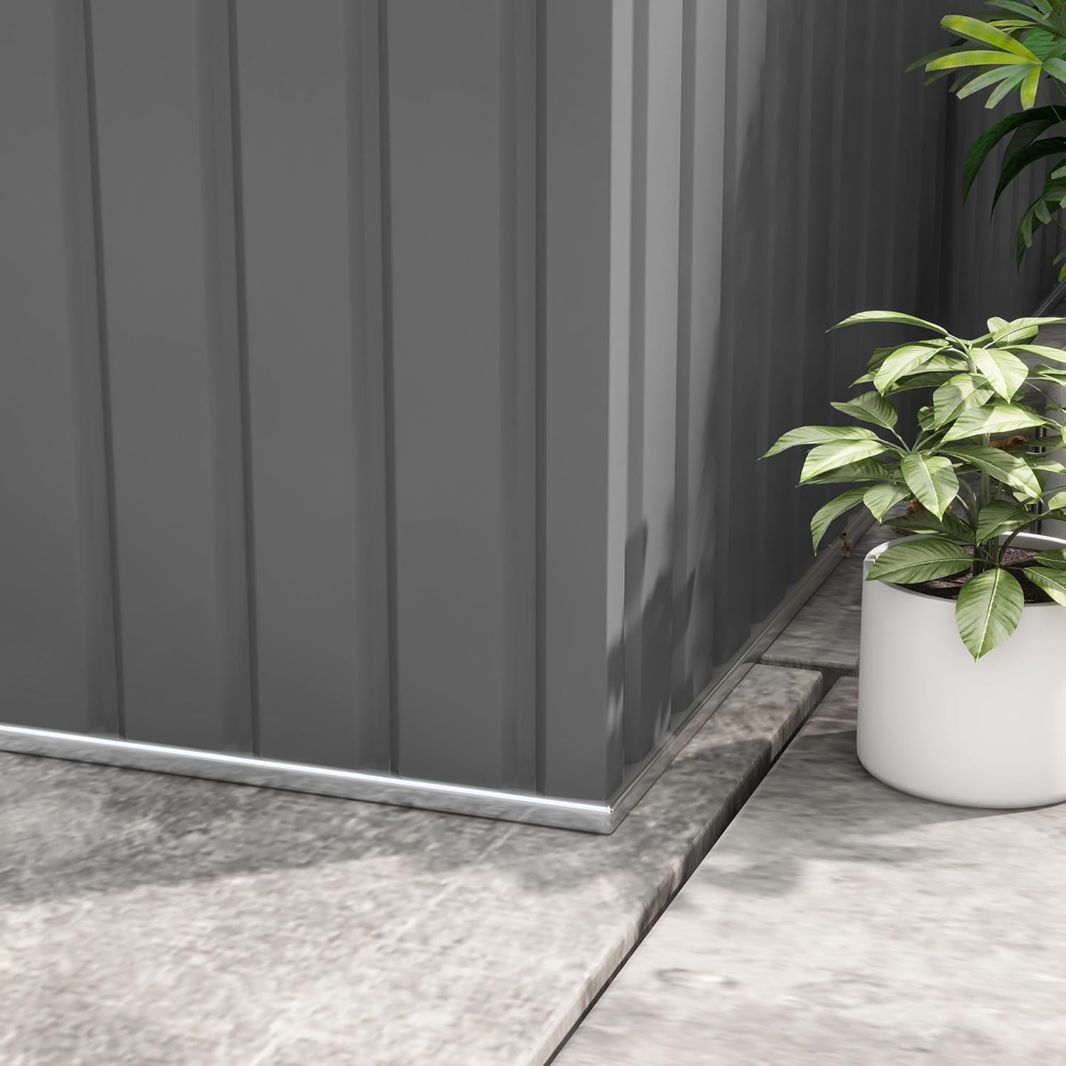 Gray Outdoor Storage Shed with Foundation Kit O33833